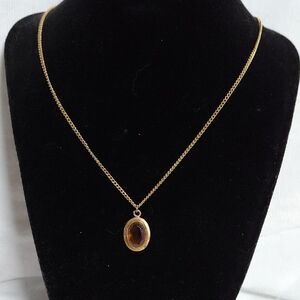 Sarah Coventry Gold and Amber Pendant Necklace